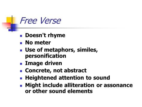 When we think of poetry, we think of lines that rhyme and that have a specific rhythm. Free Verse Poetry Power House | HubPages