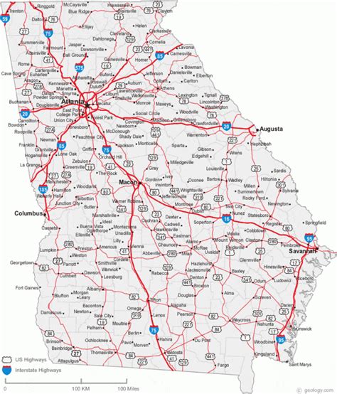 Georgia State Highway Map Printable Map