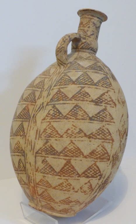 Cypriot Large Lentoid White Painted Flask Middle Bronze Age Ii Iii