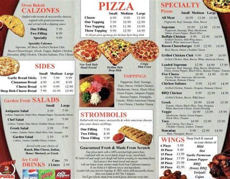 menu of bambino s pizza in springfield ga 31329
