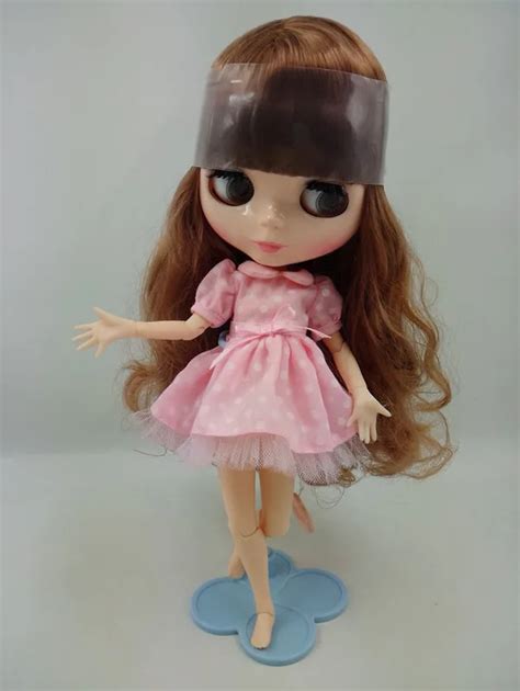 Free Shipping Nude Blyth Doll Joint Body Doll Brown Hair Factory Doll