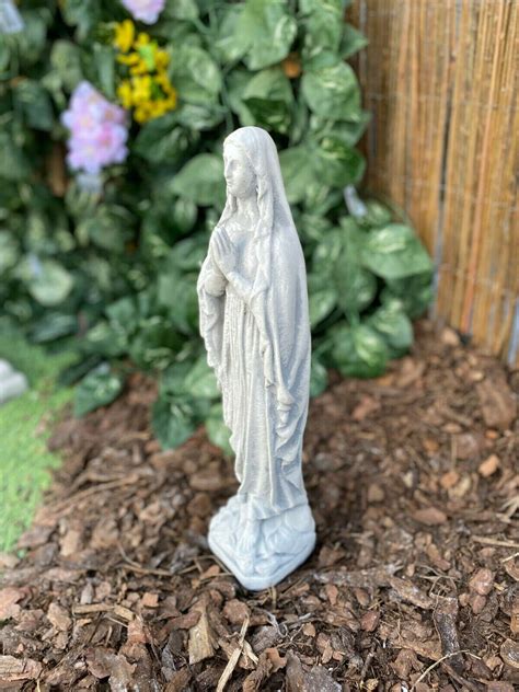 Stone Virgin Mary Statue Concrete Blessed Mother Mary Figure Etsy