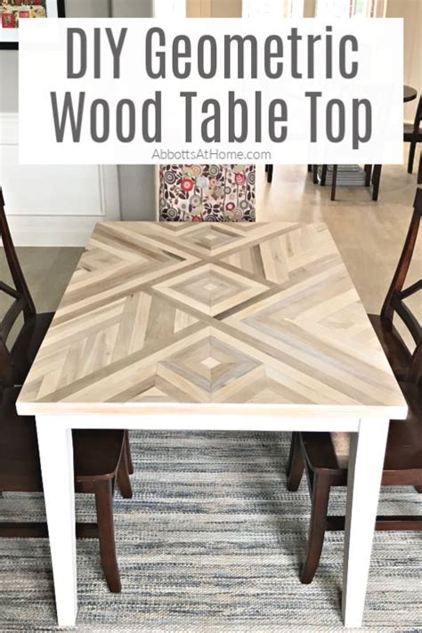 Build this diy outdoor table featuring a herringbone top and x brace legs! DIY Geometric Wood Table Top - How To Steps - Abbotts At Home