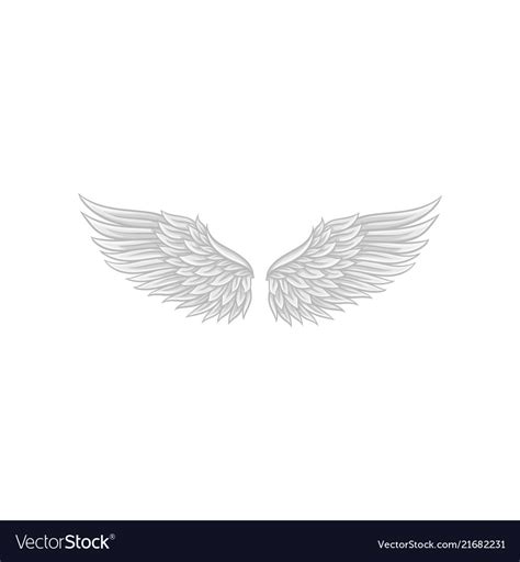 Large Angel Wings With Gray Feathers Flat Vector Image