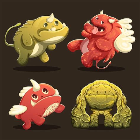 Premium Vector Cute Monster Character Collections