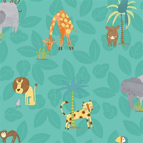 Holden Décor Teal Jungle Animals Smooth Wallpaper Diy At Bandq