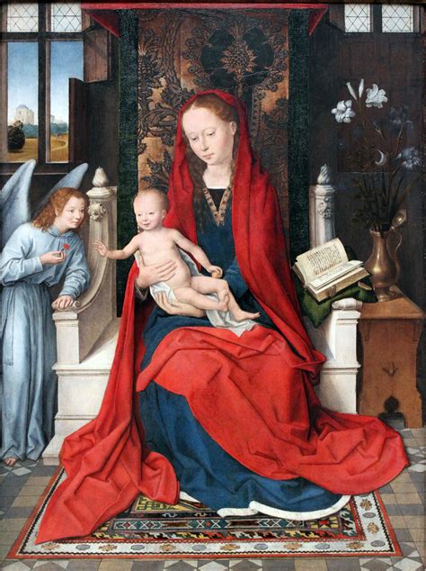 Hans Memling 14331435 — 1494 Enthroned Madonna And Child With Angel