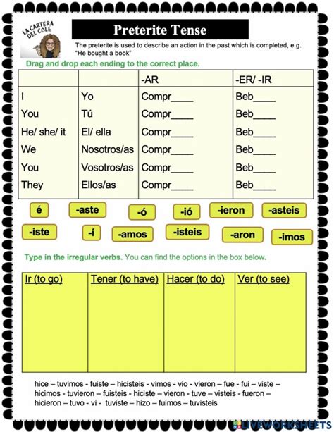 Preterite Tense Interactive Worksheet Preterite Tense Preterite