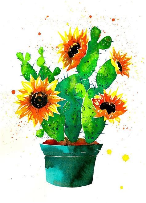 Art floral exotic flowers amazing flowers illustration cactus how to grow cactus hand painted textures prickly pear cactus desert art mural wall art. #art #artwork #artist #painting #watercolor #illustrator # ...