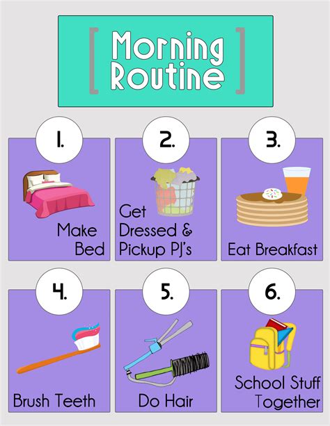 Printable Chore Chart For Kids To Do List Morning Routine Yoga Routine