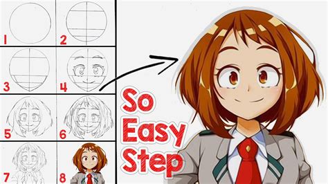 How To Draw Uraraka Step By Step My Hero Academia Youtube