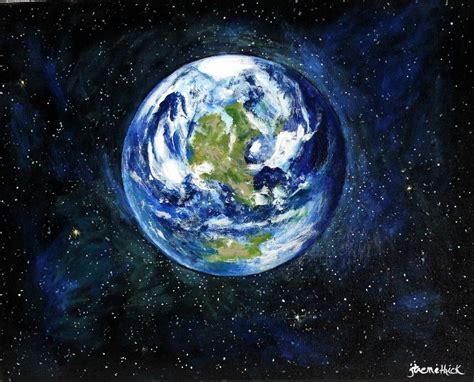 Planet Earth Original Acrylic Painting On 16 X20