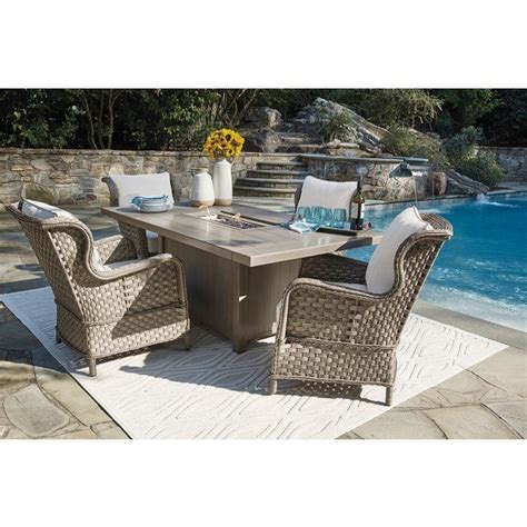Windon Barn Outdoor Fire Pit Table Set W Clear Ridge Chairs By