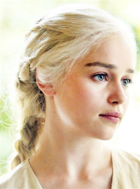 Emilia Clarke Gorgeous Sunny Portrait Still From Game Of Thrones With Braided Platinum Blonde