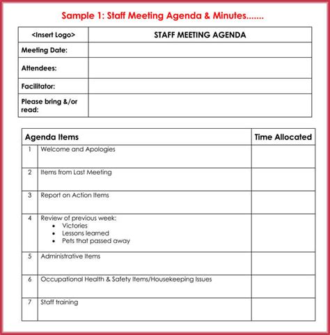 Health And Safety Committee Meeting Agenda Template Pdf Template