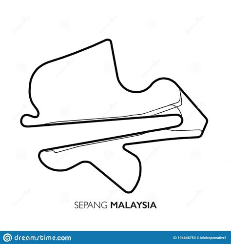 Sepang Circuit Malaysia Motorsport Race Track Vector Map Stock Vector