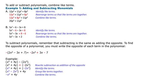 To Add Or Subtract Polynomials Combine Like Terms Ppt Download