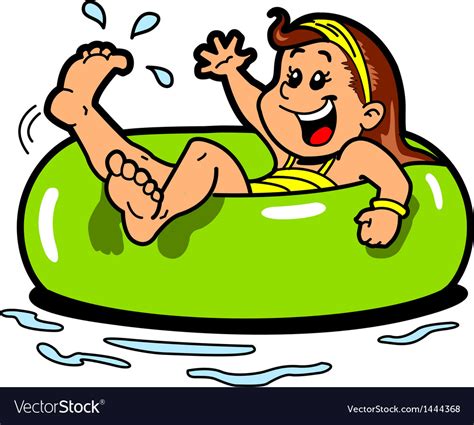 Girl Floating Inner Tube Royalty Free Vector Image