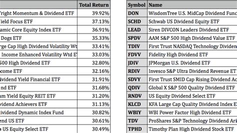 Top Performing Dividend Etfs For 2021 Etf Focus On Thestreet Etf
