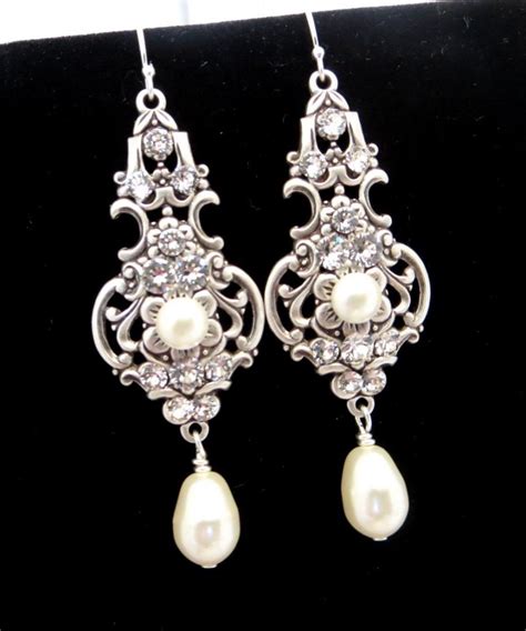 Bridal Earrings Vintage Style Earrings Wedding Jewelry Pearl