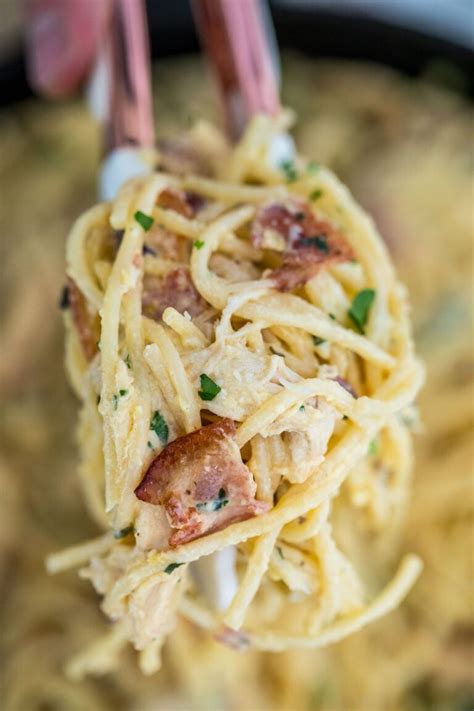 In a large skillet, sauté the bacon. Chicken Carbonara | Recipe in 2020 (With images) | Chicken ...