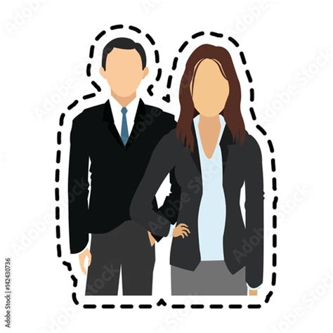 Faceless Man And Woman Business People Icon Image Vector Illustration