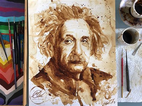 My Portrait Of Albert Einstein Made With Coffee Bored Panda