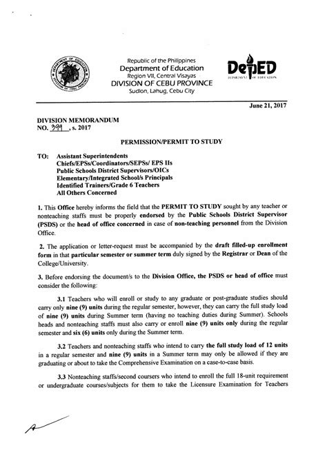 Deped Application For Permit To Study Teacherph
