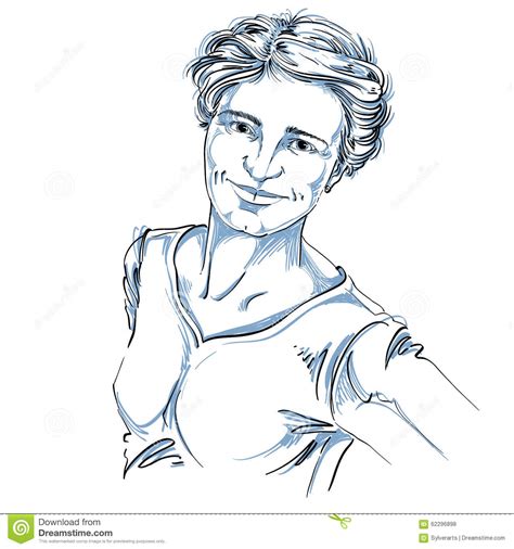 Artistic Hand Drawn Vector Image Black And White Portrait Stock Vector