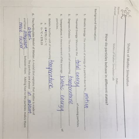 Physics 6 1 thermal energy heat and temperature lesson plan thermal energy how to plan physics in the mean time we talk concerning states of matter worksheet answer key scroll down … continue reading phet lab states of matter worksheet answers worksheet. States Of Matter Worksheets. Grass Fedjp ...