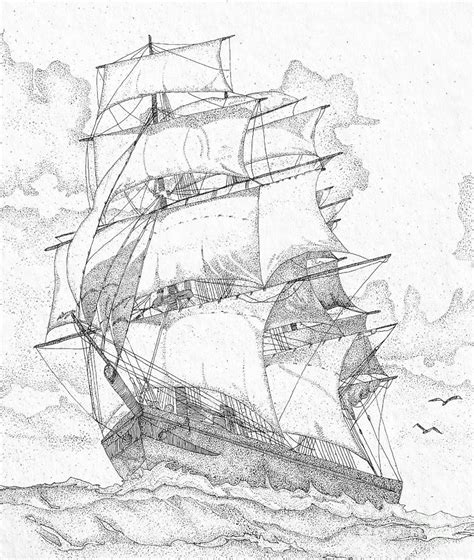 Old Sailing Ship Drawing By Carol Mcgunagle