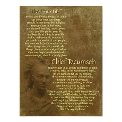 Live Your Life On Old Parchment Chief Tecumseh Live For Yourself