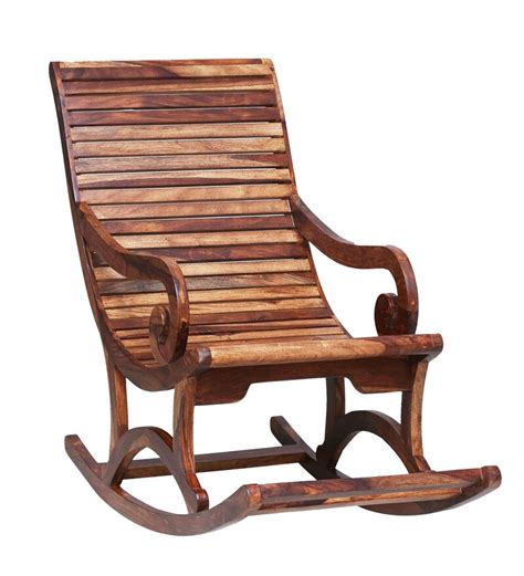 Buy Wellesley Solid Wood Rocking Chair In Rustic Teak Finish By