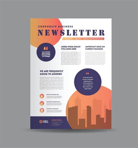 Business Newsletter Design And Monthly Journal Design 2100234 Vector