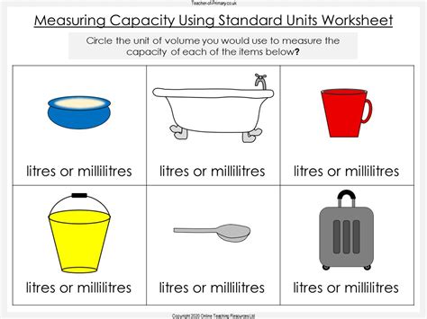 Measuring Capacity Using Standard Units - Year 1 | Teaching Resources
