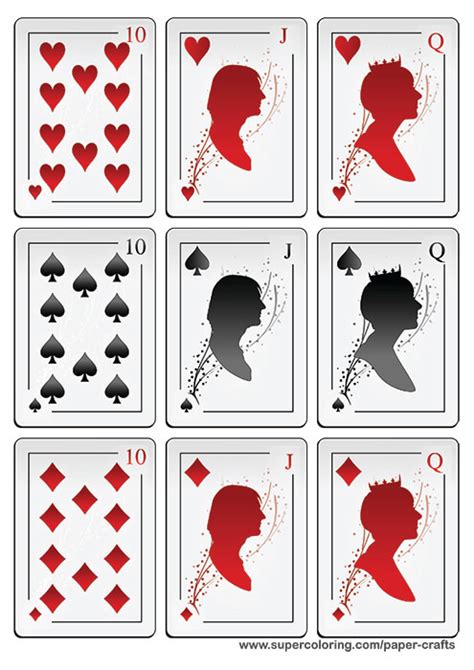 Deck Of Playing Cards With Silhouettes Printable Template Free
