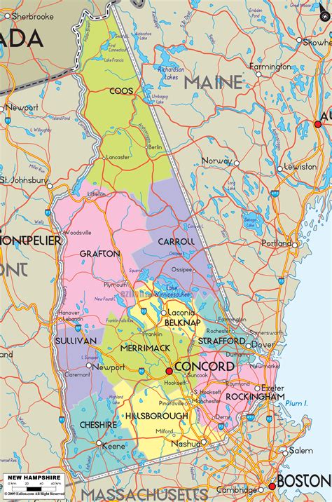 Map Of New Hampshire State Usa Ezilon Maps