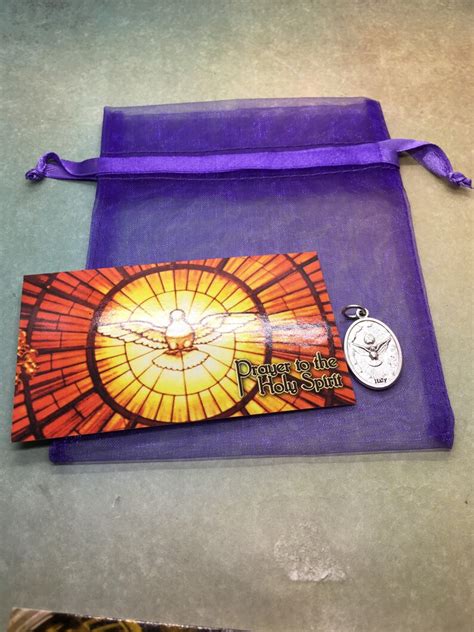 Holy Spirit Prayer Card And Holy Medal T Set Come Holy Etsy
