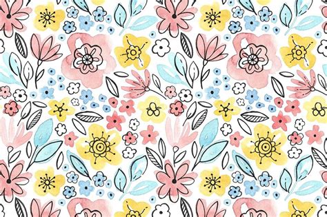 Watercolor Floral Patterns Spring Desktop Wallpaper Watercolor