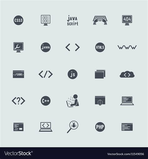 Set Of Programming Icons Royalty Free Vector Image