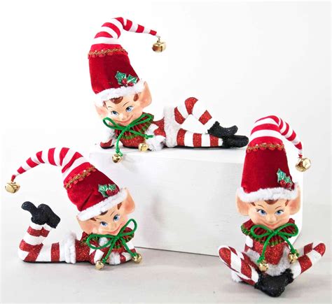 Retro Elf Ornaments With Red And White Stripes Retro Christmas Decor