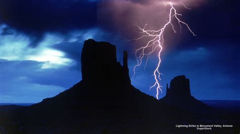 Lightning Strike In Monument Valley Arizona Monument Valley