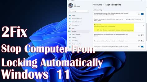 Stop Computer From Locking Windows 11 Automatically Tutorial 2 Fix