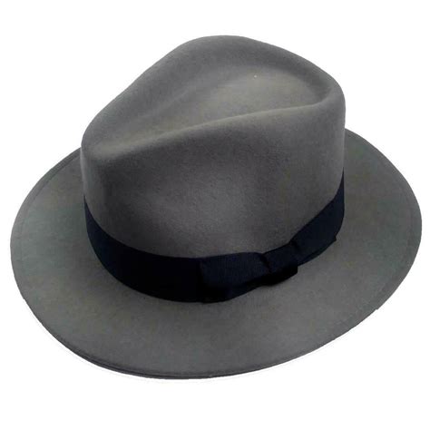 1940s Style Black Pure Wool Vintage Style Mens Fedora Hat Large Brim