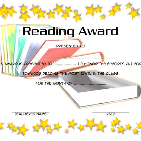 Star Reading Award Certificate 1 Paddle Certificate
