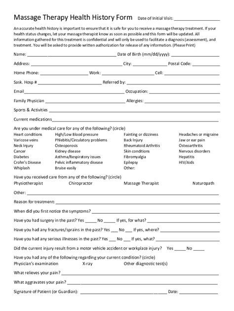 fillable online massage consultation form fill out and sign printable pdf fax email print