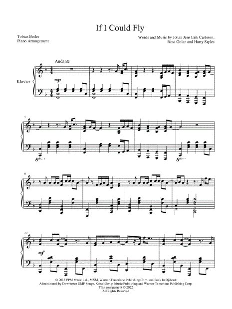 Tobias Beiler If I Could Fly Sheet Music Piano Solo In F Major