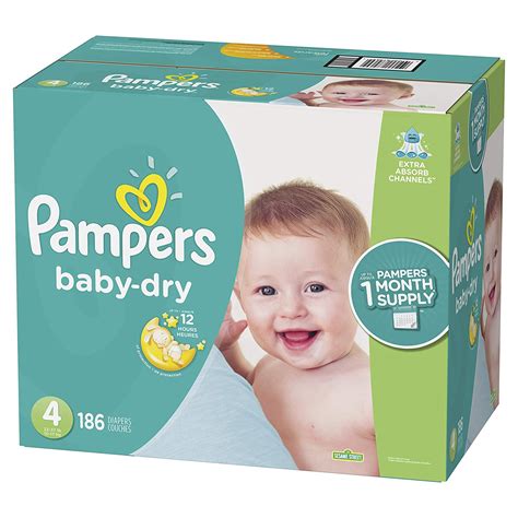 Pampers Baby Dry Disposable Diapers Size 4 186 Count