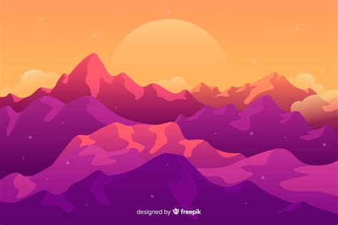 Free Vector Beautiful Landscape With Pink Mountains