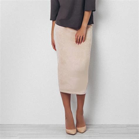Buy 2017 Women Pencil Skirt High Waist Slim Solid Mid Calf Elegant Causal Skirt